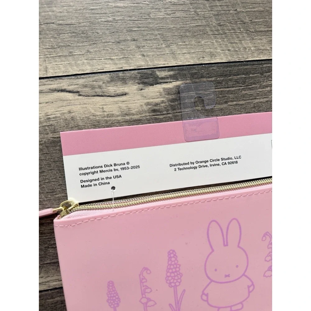 MIFFY Bunny Flowers Sakura Pink Silicone Pencil Pouch 8.75